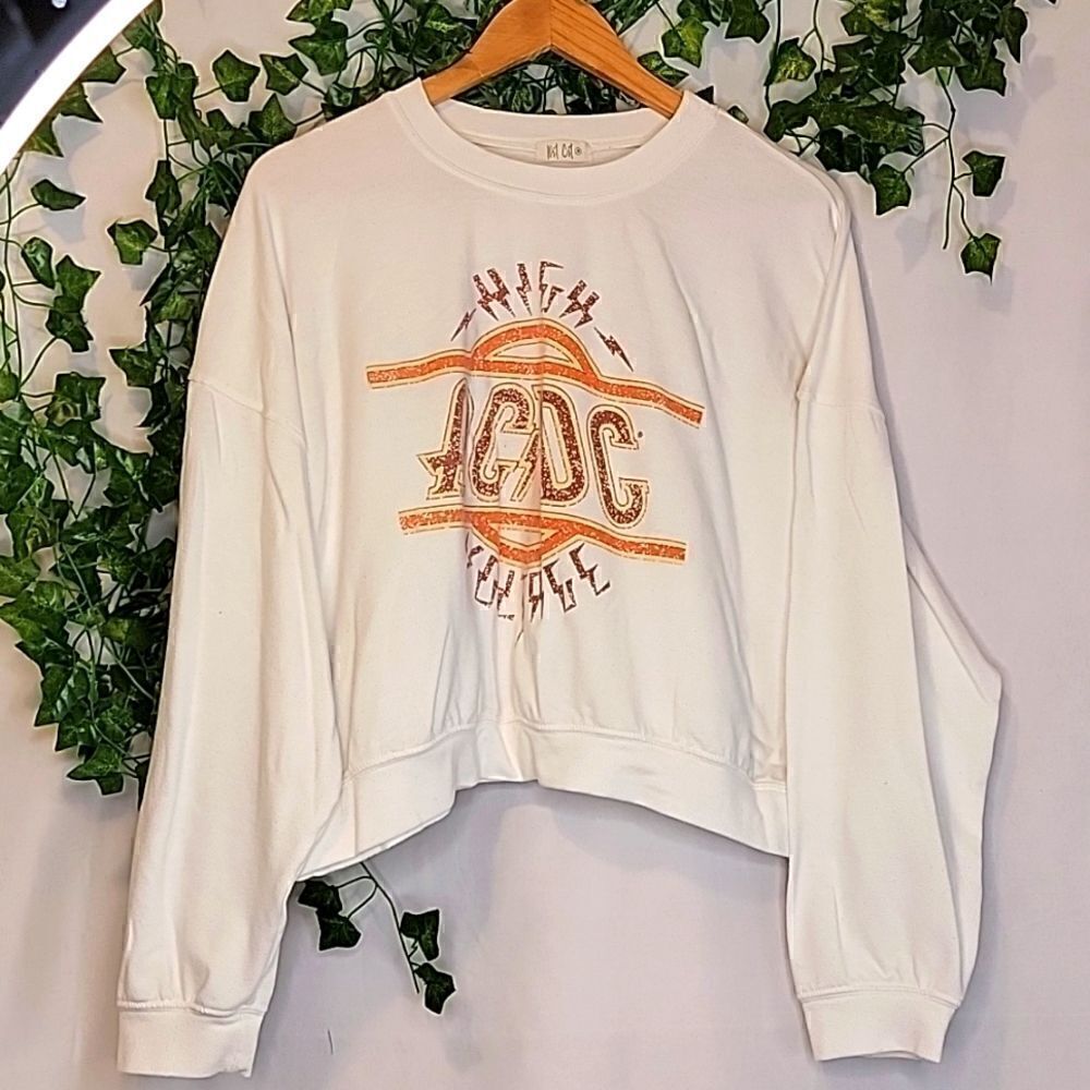 West Coast. AC/DC. High Voltage. Oversized Crop Sweatshirt. Size Med.